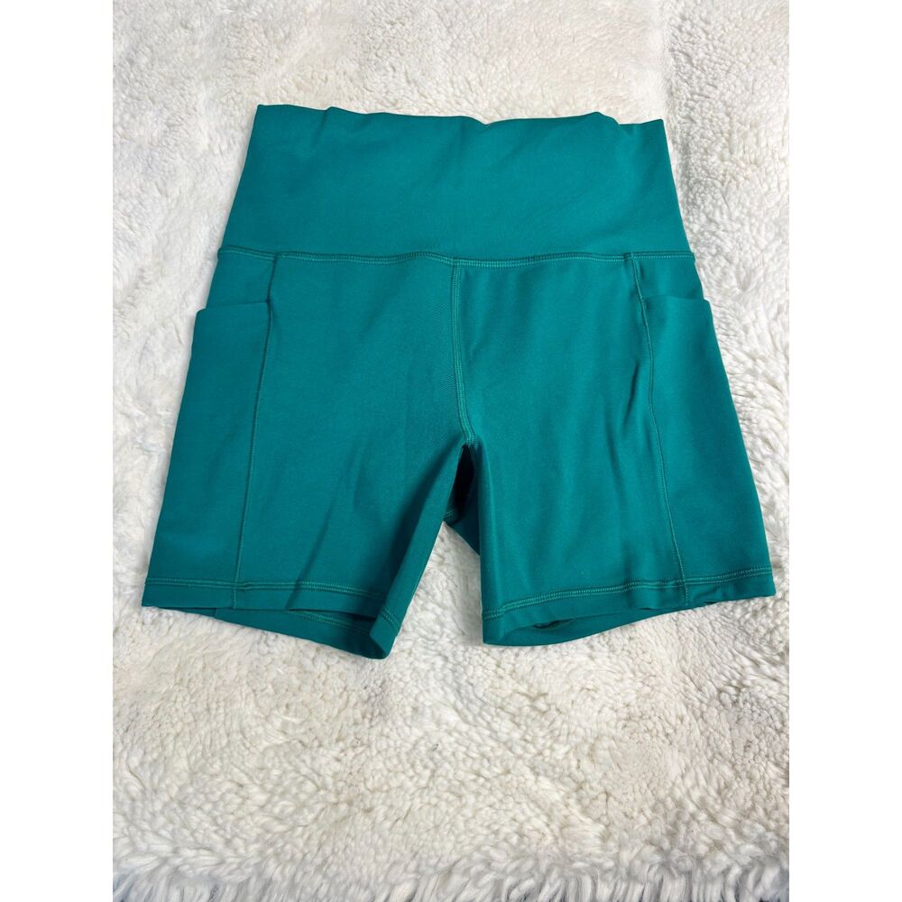 Athleta Salutation Stash 5" Shorts Small Petite SP Teal High Rise